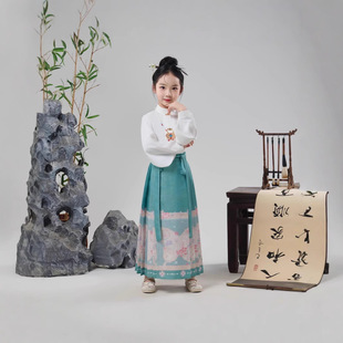 Girl's Horse-faced Skirt Spring and Autumn 2024 New Style Little Girl's Antique Tang Suit New Chinese Style Children's National Style Hanfu Girl's Big Boy