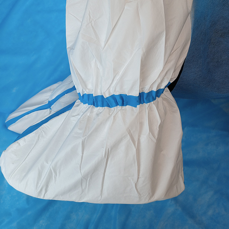 厂家供应 一次性贴蓝条靴套 SF无纺布透气膜腹膜长筒均码多种款式