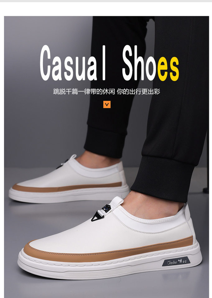 Giày sneaker nam cổ thấp dáng giày ván, mũi tròn, dây buộc, mặt da mềm — GX367 màu trắng, GX367 màu đen chi tiết 1
