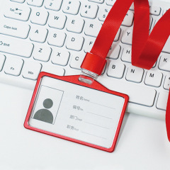 Aluminum alloy double-sided transparent card holder work badge factory brand student tag lanyard employee name badge metal document holder