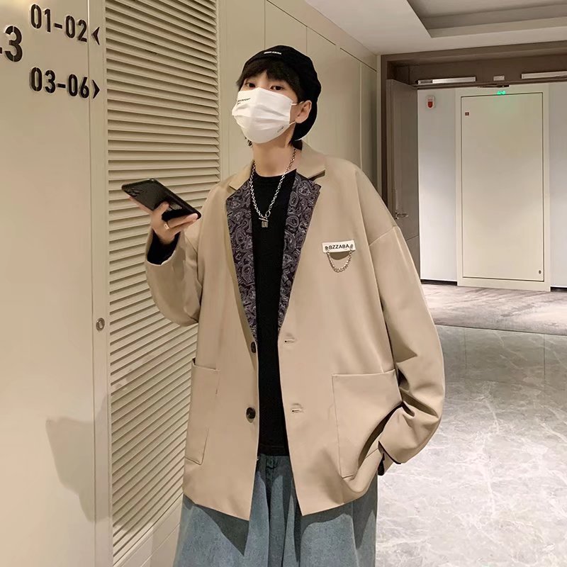 2024 otoño chaqueta de moda casual insignia de los hombres sentido del diseño tendencia de nicho chaqueta suelta de gran tamaño de estilo coreano