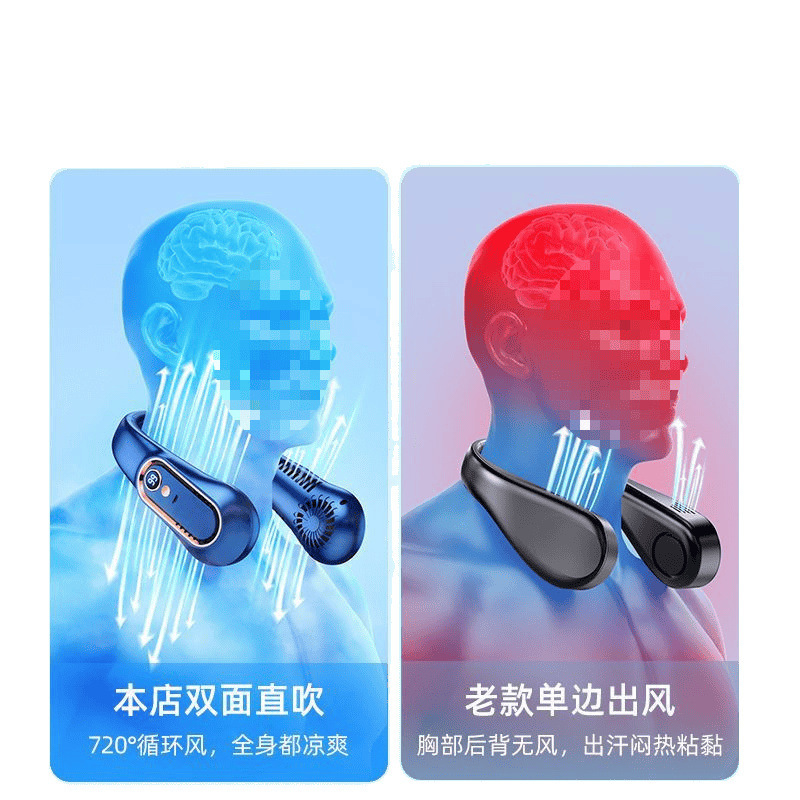 ポータブルでクールなメカスタイル USB 充電式長時間耐久性低ノイズ首吊りファン超長時間スタンバイ首吊りファン|undefined