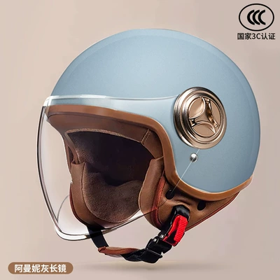 Motosiklet kaskı (dəbilqə) — Cross-Border Electric Vehicle Helmet for Men - 801-new-national-standard-class-a-3c-certification-mani-gray-long-mirror-free-size