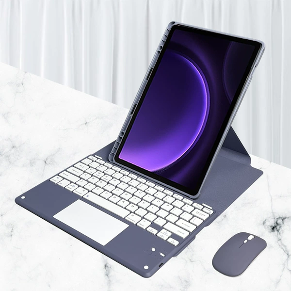 [Touch Model] 360 ° Lavender protective cover+square key touch keyboard+sending the same color mouse [unprooped touch pen]