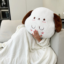 棉花小狗抱枕暖手毯三合一办公室空调毯毛毯插手两用毛绒玩偶娃娃