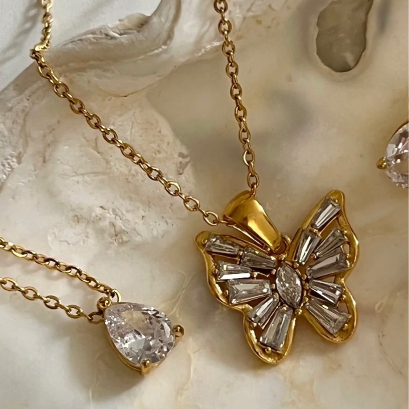 necklace stainless steel with bow