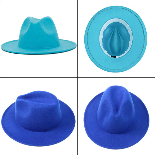 60-color solid jazz hat with embroidery logo felt hat wholesale, British style retro wool hat