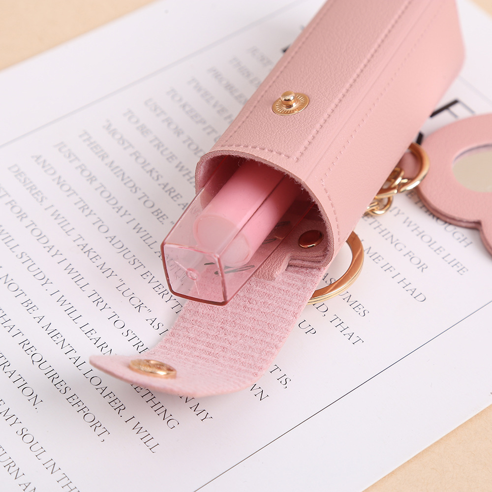 Nuevo bolso de almacenamiento de lápiz labial simple sensación de alto nivel hermoso llavero pu cuero mochila colgante accesorios de ropa