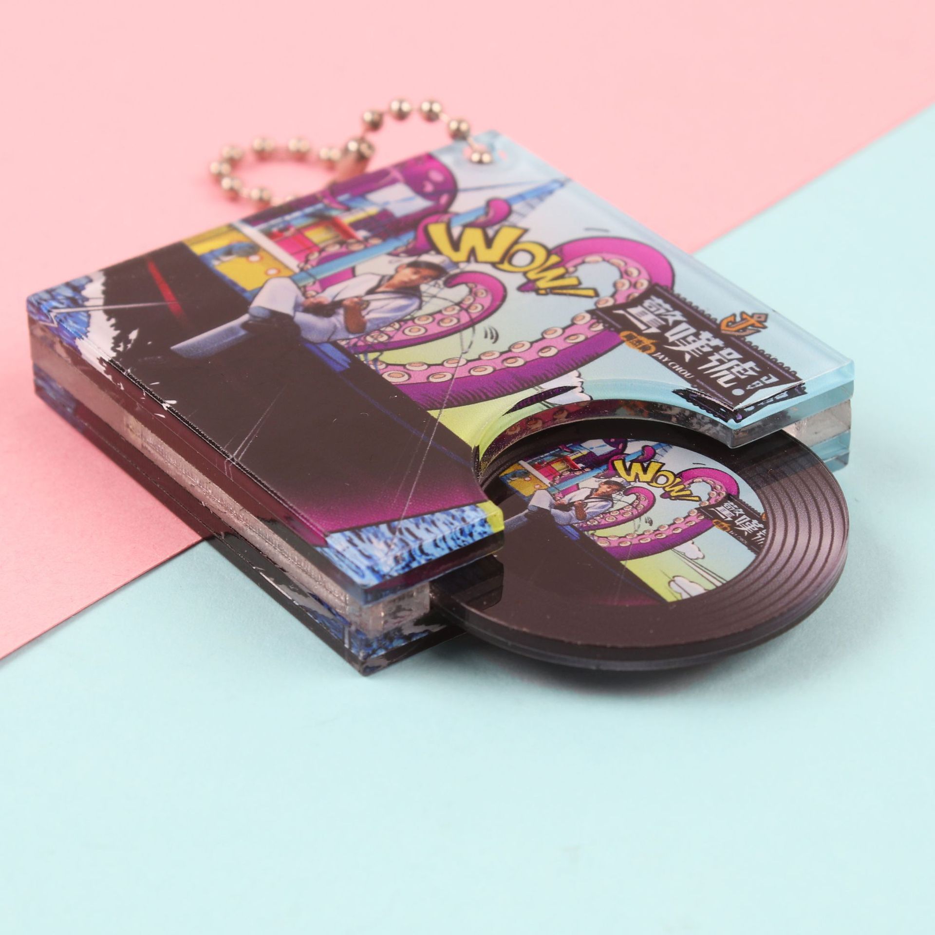 Acrílico nfc drenando llavero mini álbum disco de vinilo CDdiy soporte estrella colgante periférico