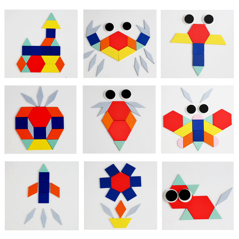 Weiwei Tiger Wood Play Rompecabezas creativo para niños Kindergarten Formas geométricas Tangram Amazon Venta caliente Juguetes educativos