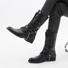跨境马丁靴潮流靴朋克英伦风男款长筒靴休闲高筒靴牛仔男士工装靴