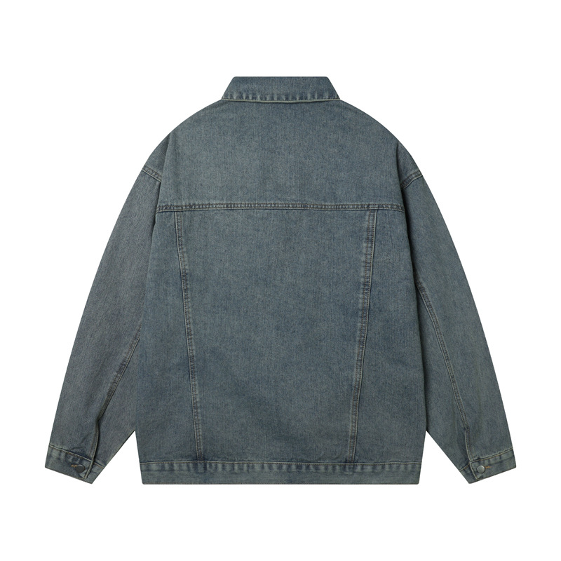 Herrenbekleidung Washed Old Street Retro Loose Denim Jacke Modische Marke All-Match Casual Jacke Ankunft_voghion.com