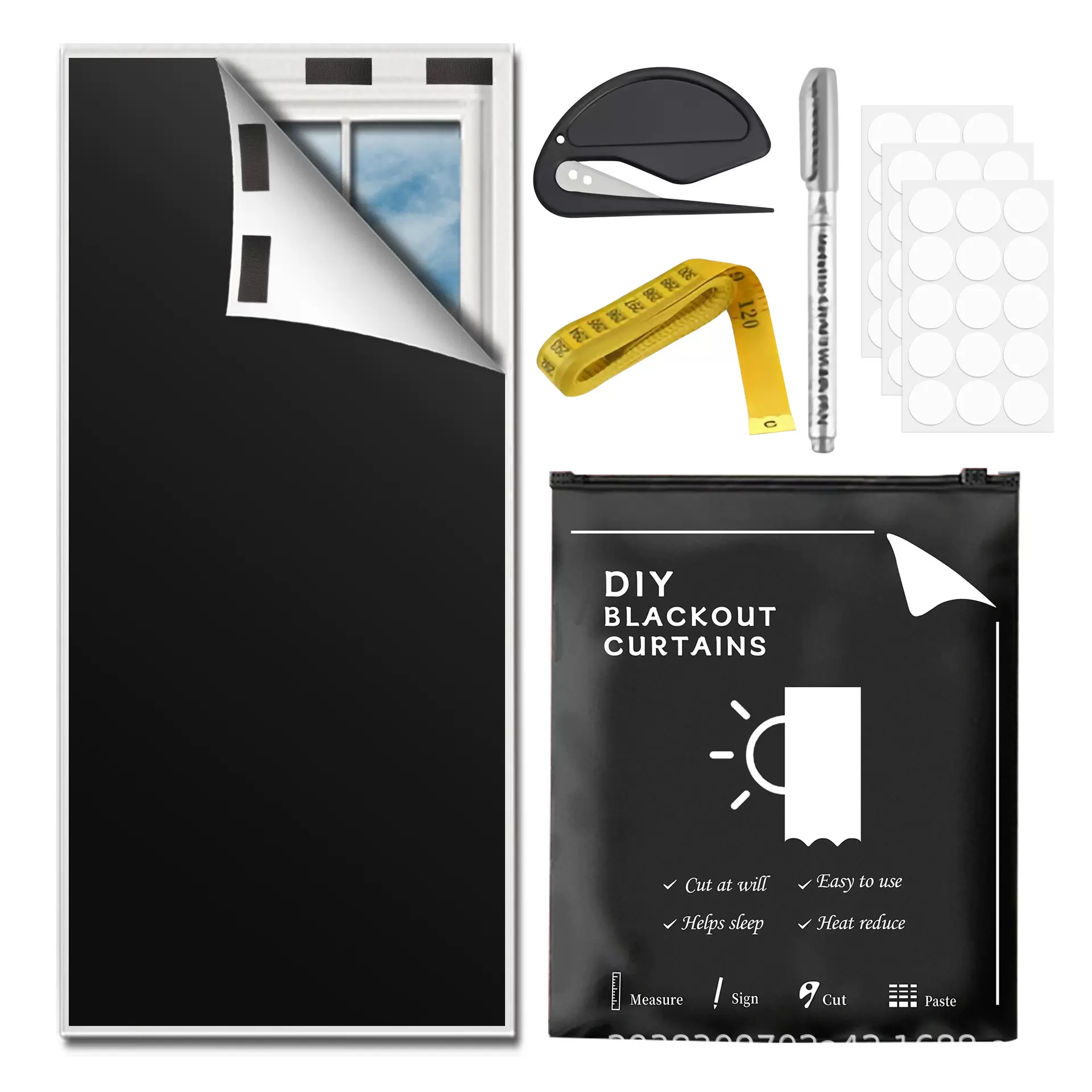 跨境便携式遮光窗帘210T涤塔夫涂银隔热阳台宿舍卧室遮阳布全成品