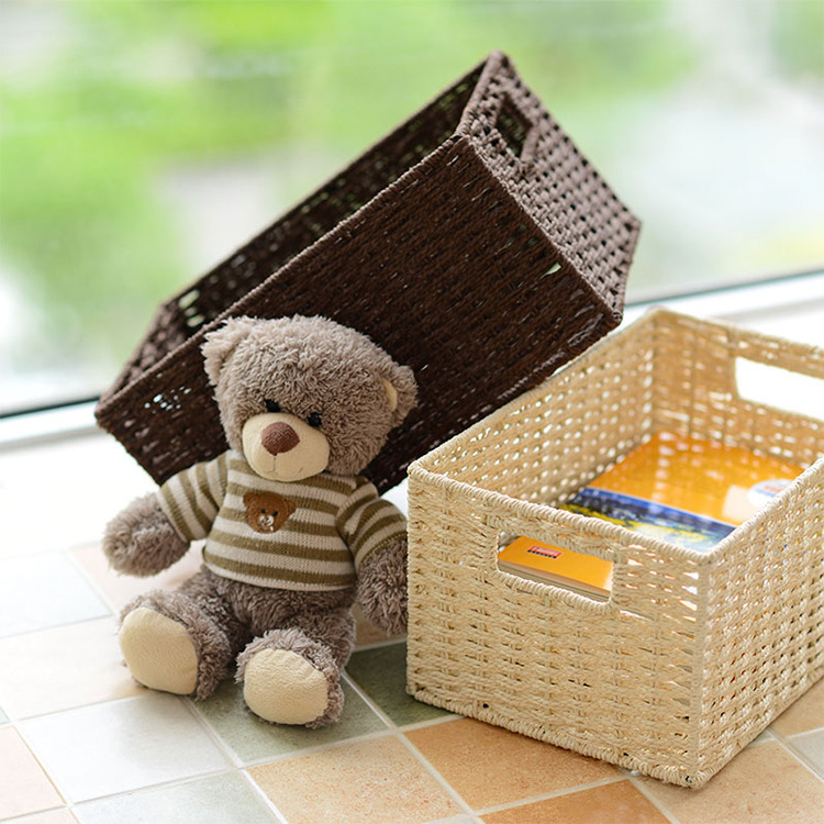 日式收纳筐藤编桌面编织篮子家用装书玩具零食杂物大号整理收纳箱