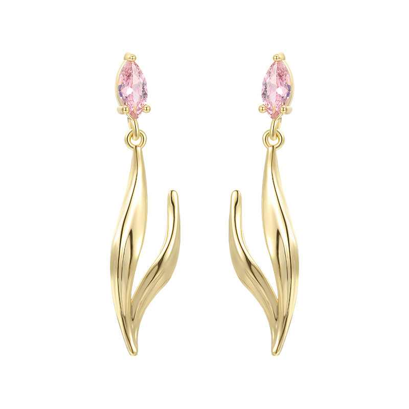 Texturas coreanas de primavera flores de tulipanes rosa zircon pernos de aleación galvanizados ligeros pernos de lujo