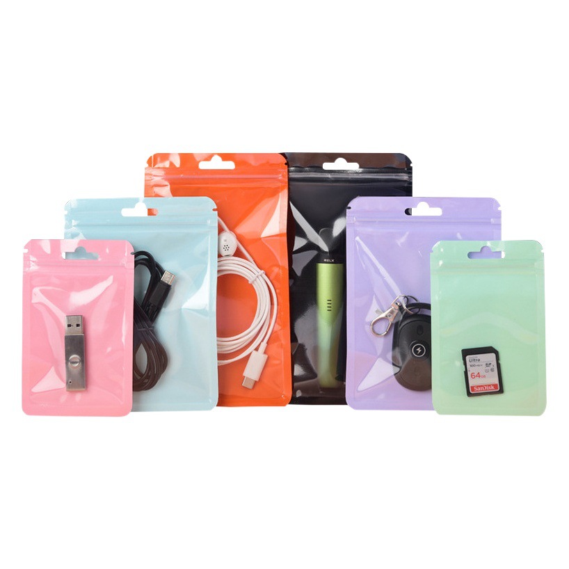 Bolsa ziplock de color bolsa de joyería linda etiqueta de la tarjeta gu bolsa de cremallera desgaste bolsa de herramientas de uñas bolsa de embalaje ins bolsa ziplock