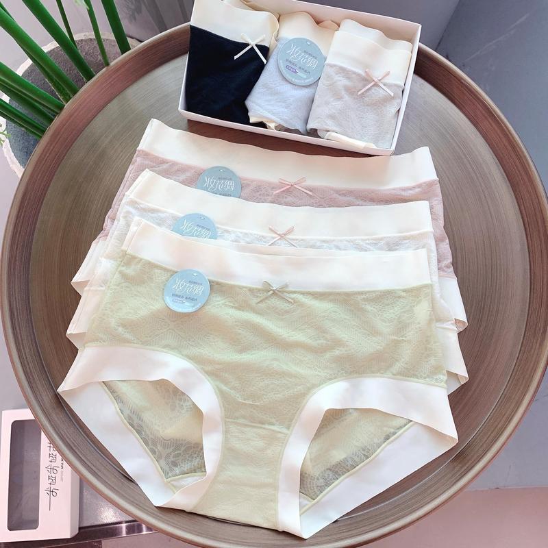 Mia Lin メイクアップフラワーシルク 3 パック下着女性のシルククロッチサマーライト通気性ミッドウエストシームレスブリーフ綿|undefined