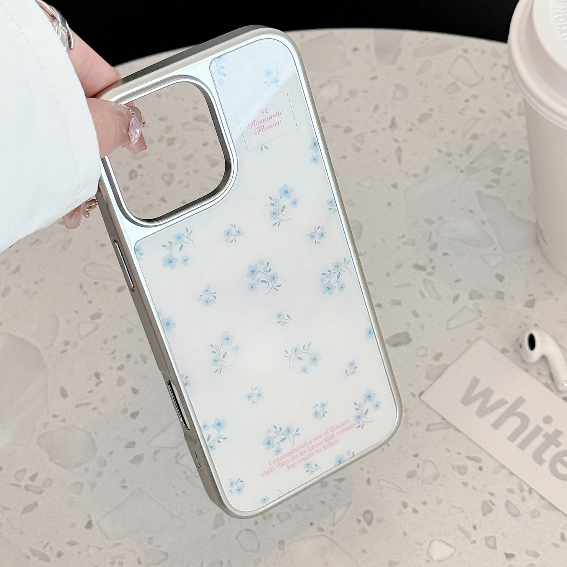 Funda para teléfono Apple 17 Pro Max, fresca y adecuada, iPhone 16 electrochapado, 13 magnético, 14 soporte de flores azules pequeñas, 12 rígido. image 8