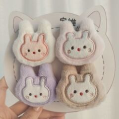 韓国スタイルのぬいぐるみヘッド人形アクセサリーかわいいクマとウサギの人形ブローチ女の子の頭飾り DIY アクセサリー