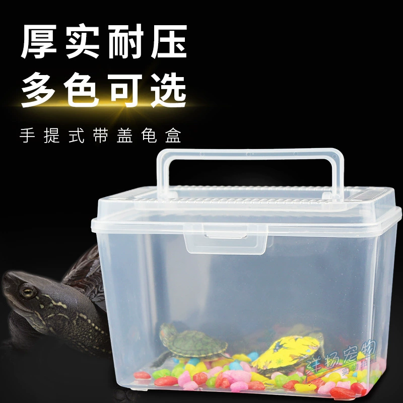Детская портативная прозрачная пластиковая коробка для черепах Коробка для кормления рептилий Коробка для золотой рыбки Черепаший бак Бутылка для черепахи Портативная Транспортная коробка