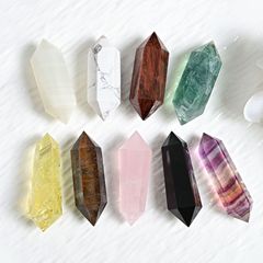 天然水晶双尖柱多材質白紫黄粉水晶家庭装飾工芸品装飾卸売り