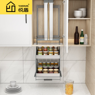 Hanging cabinet lifting basket pull-down wall cabinet vertical lift kitchen cabinet storage seasoning basket manufacturers
