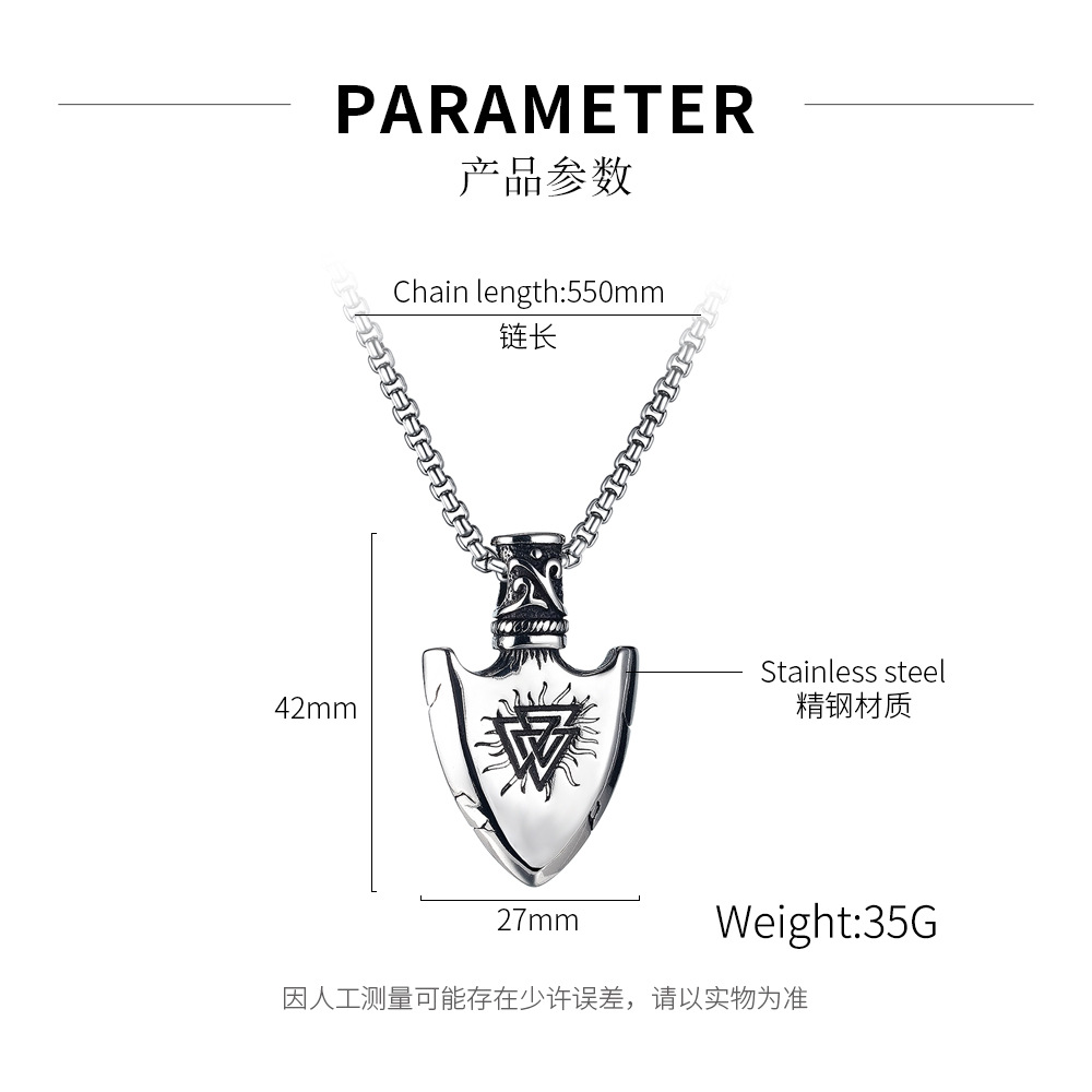 Fashion Titanium Steel Shield Necklace display picture 1