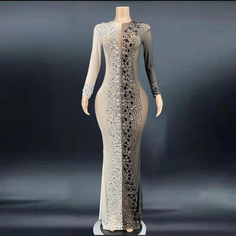 Novance Color Matching Stylish Elegant Cocktail Party Dress High Quality Elegant Wedding Long-Sleeved Dress