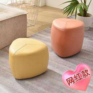 Small Stool Household Creative Sofa Stool Children's Low Stool Living Room Simple Coffee Table Leather Sitting Pier Round Stool Shoe Changing Stool Manufacturers