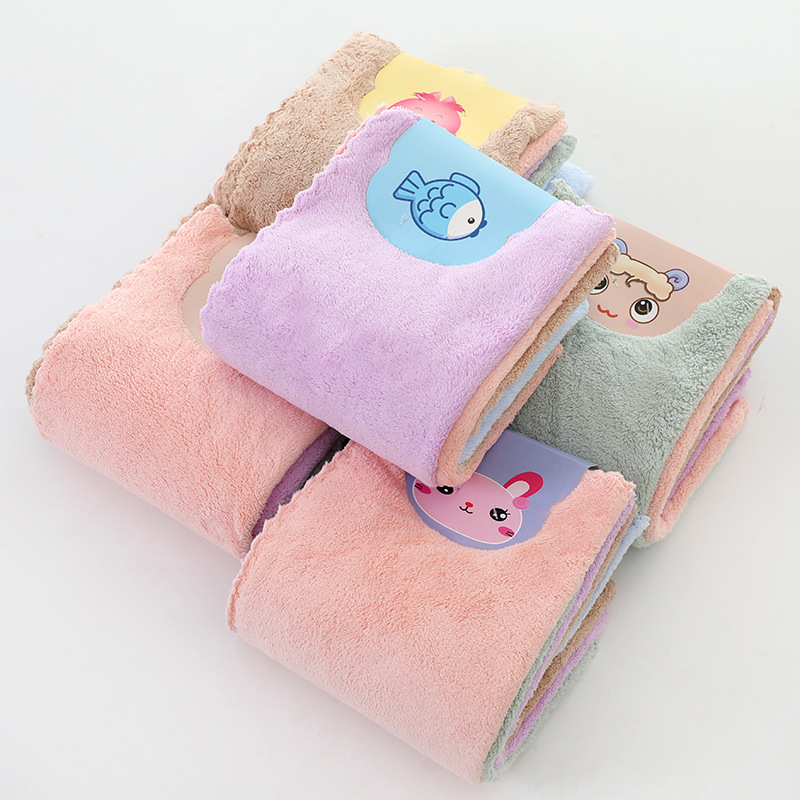 Plugging Square Towel Coral Fleece Lace Absorbent Cleaning Multifunctional Towel Children's Handkerchief Small Towel