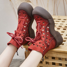 厚底马丁靴2025新款夏季镂空女凉靴松糕罗马凉鞋复古小短靴子