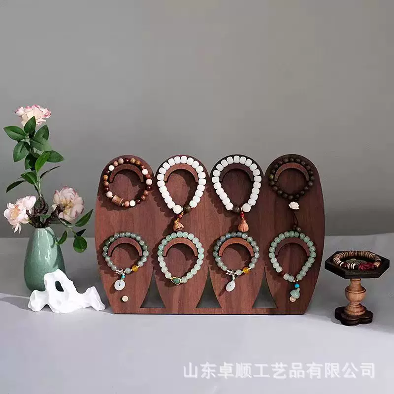 木制饰品展示架复古鱼牌项链支架手链陈列板手串摆件实木首饰架
