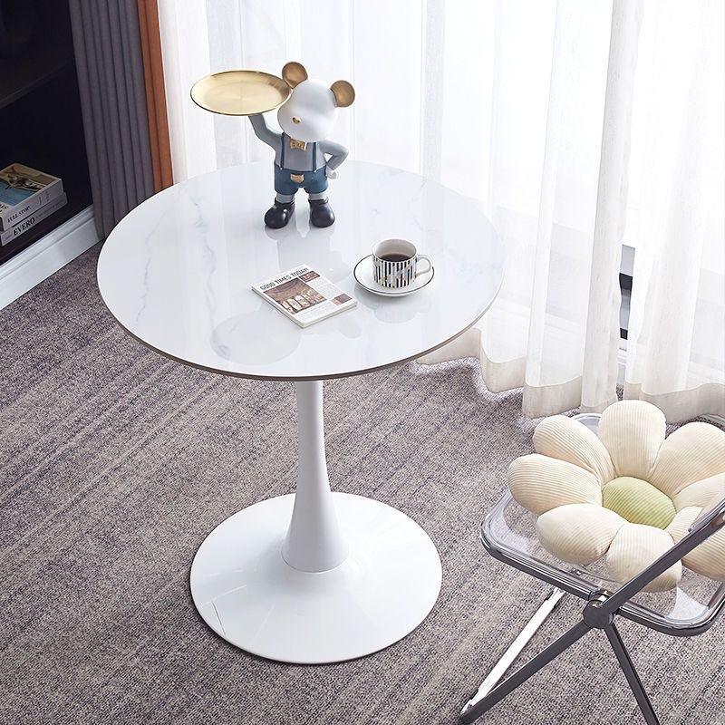 Nordic Style Tulip Round Table for Home Use, Suitable for Small Apartments, Balcony, and Reception; Minimalist Commercial Table for Milk Tea Shops