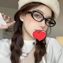 New Retro Oval Frame Fashion Sunglasses Street Style Pure Desire Cat Eye Frame Blue Light Protection Can Fit Prescription