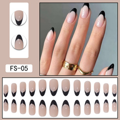 Black French Nails Almond Nails Pointed Water Drop Nail Art Fake Nails Nail Art Patches Wearable Nail Nails Wholesale
