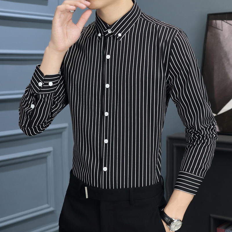 CS131 긴 소매 블랙 화이트 스트라이프