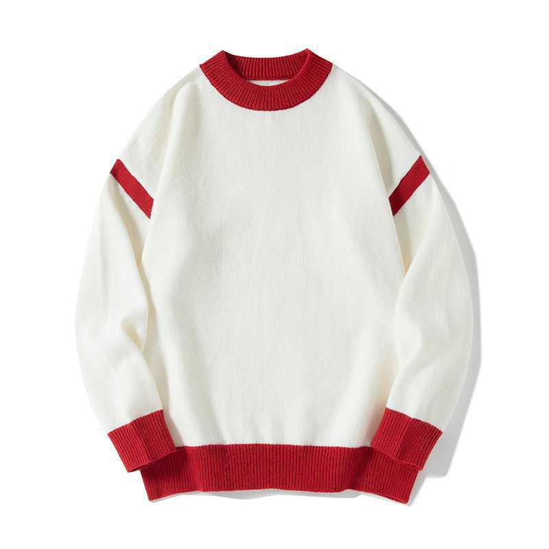 Men's sweater autumn and winter New New New Year contrast color thickened thermal underwear sweater birth year round neck bottoming sweater