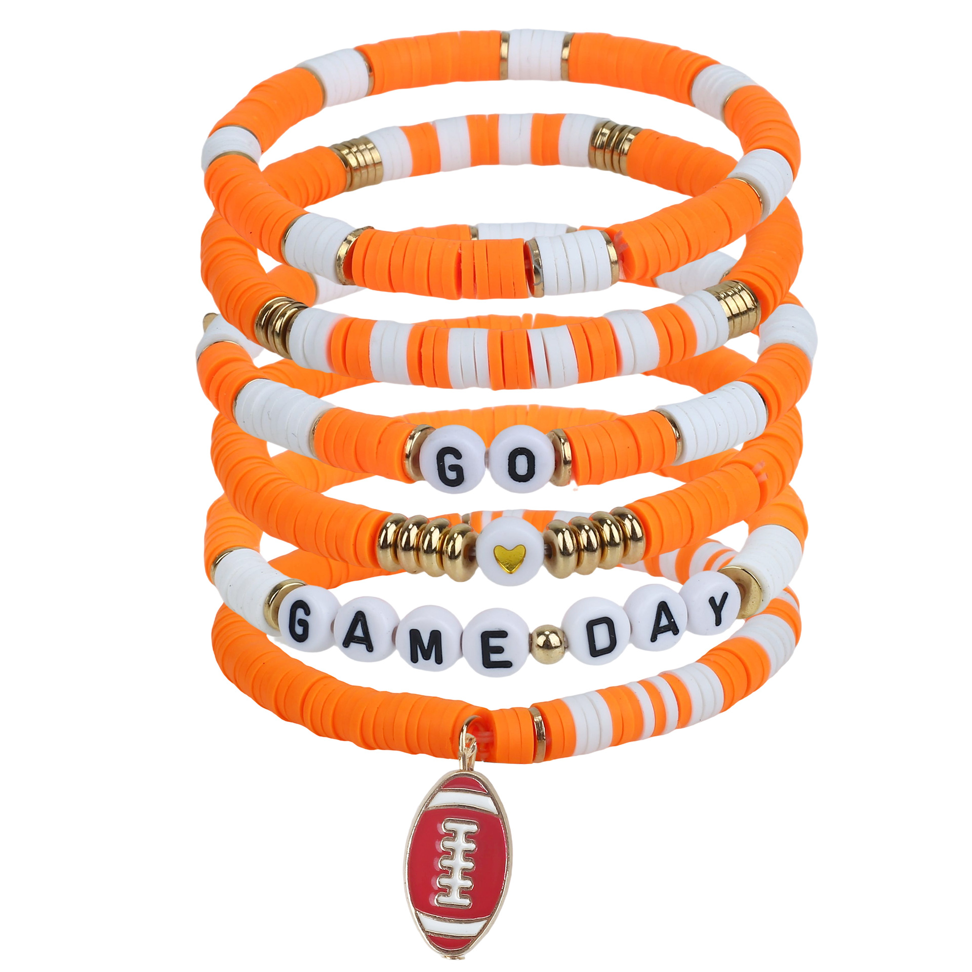 6-Piece Set of Amazon's Best-Selling Blue Rugby Quotes Letters Heart Sports Style Preppy Style Bracelet