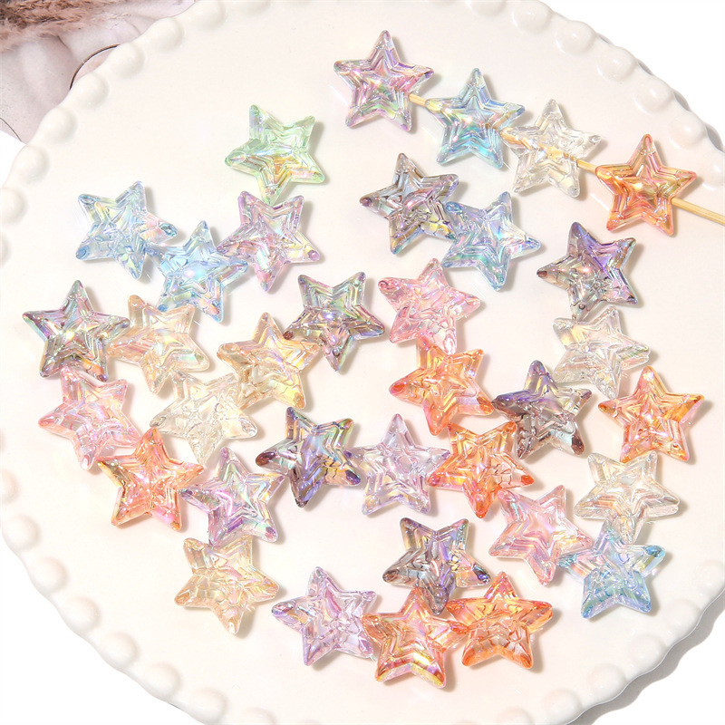 Acrylic color-plated high transparent three-layer five-pointed star beads handmade DIY mobile phone chain key chain jewelry accessories