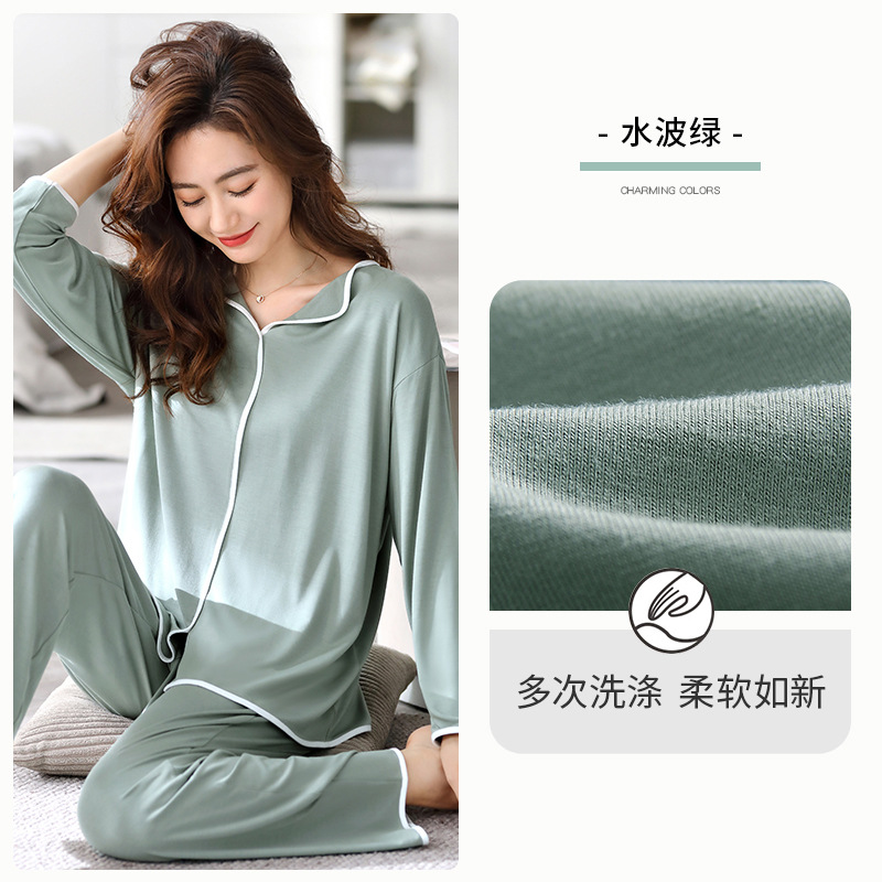 2023 nuevos pijamas de primavera y otoño las mujeres 100% algodón inicio desgaste manga larga alto sentido traje