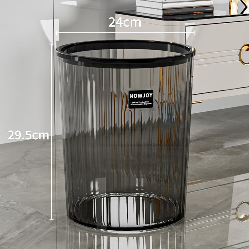 Bote de basura redondo transparente sala de estar cocina baño clasificación de inodoro cubo de almacenamiento grande cubo de anillo de presión sin tapa para el hogar