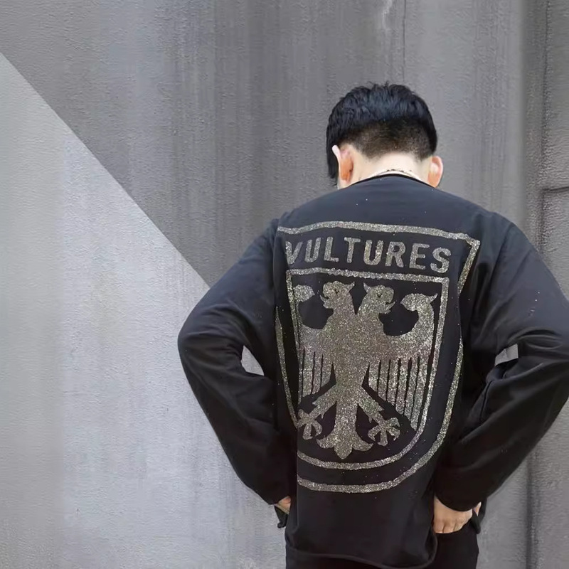 Kanye Kanye American Street Vultures Condor Surrounding Europe and America Ware High Street Hip-Hop Men's and Women's Long Sleeve T-Shirts