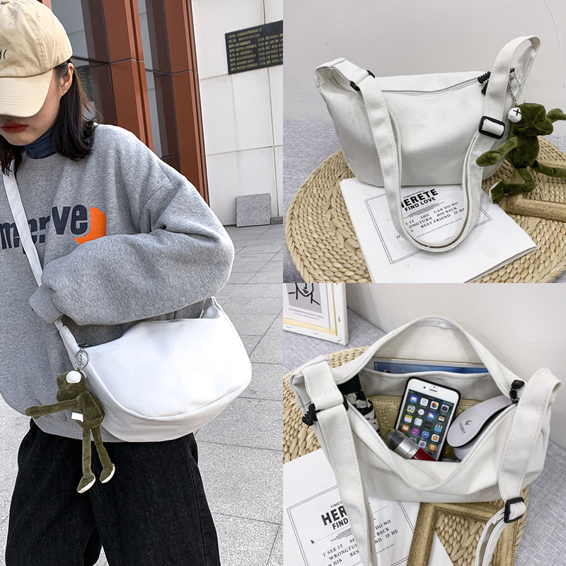 Dumpling Crossbody Bag 2025 New Versatile Shoulder Bag Ins Student Korean Style Japanese Style Large Capacity Canvas Bag Dumpling Crossbody Bag 2025 New Versatile Shoulder Bag Ins Student Korean Style Japanese Style Large Capacity Canvas Bag