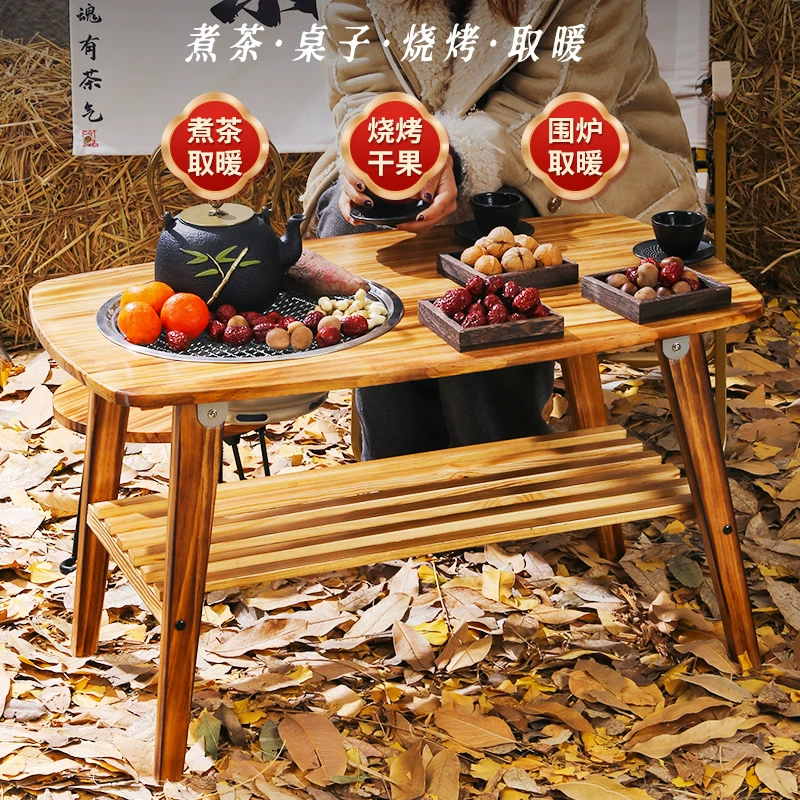 В печи для приготовления чая из массива дерева стол для домашнего использования многофункциональный складной стол для барбекю зимний день на открытом воздухе Угольная печь для обогрева угля