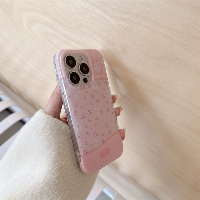 Двойной слой IMD с рисунком цветок яблоко чехол для телефона с ремешком для iPhone 16/16 Pro/16 Pro Max и 13-15
