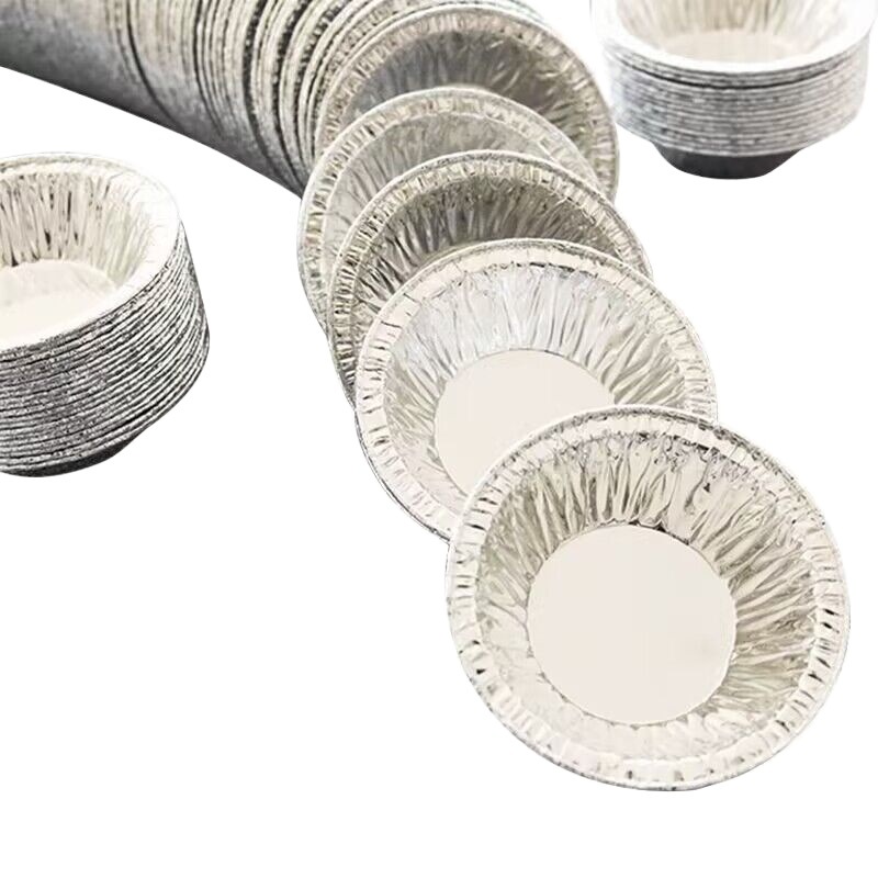 100 disposable egg tart tin paper cup round aluminum foil Portuguese egg tart mold bottom support baking cake high temperature resistance