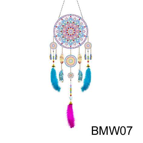 Transfronteriza venta caliente pintura de diamantes alrededor de la red de dreamcatcher DIY pintura de diamantes colgar adornos de diamantes brillantes artesanía pintura de diamantes al por mayor