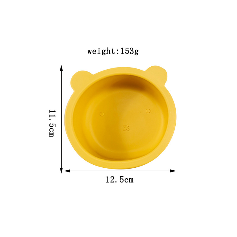 Oso para niños Tazón tenedor de silicona cuchara alimentos complementarios vajilla de alimentación resistente a las caídas suministros maternos e infantiles tazón de silicona dibujos animados oso Tazón