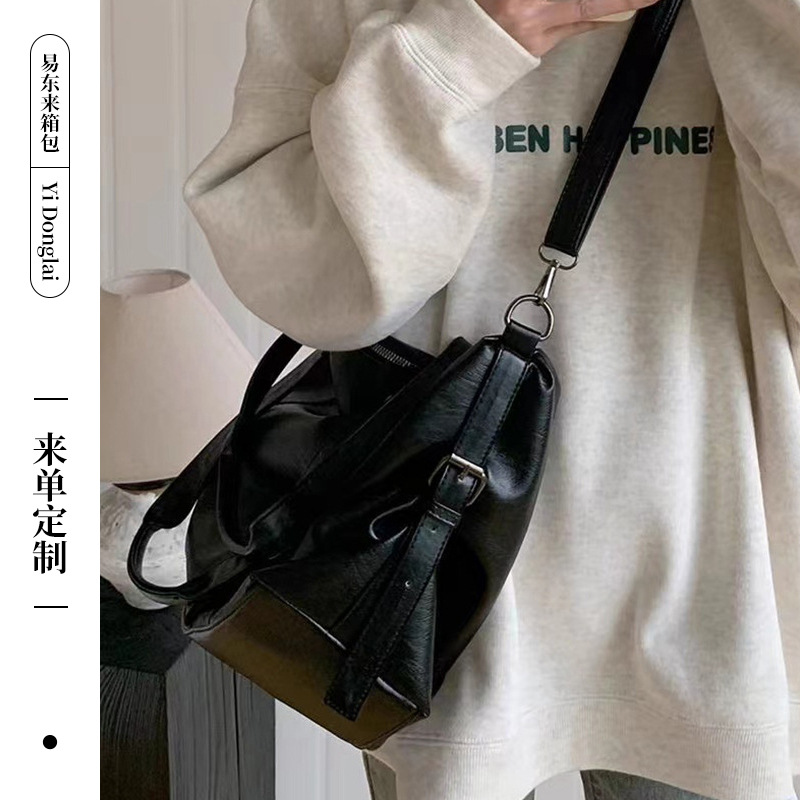 2024 새로운 거리 패션 대용량 여행 가방 핸드백 블랙 크로스 바디 백 유니섹스 캐주얼 토트