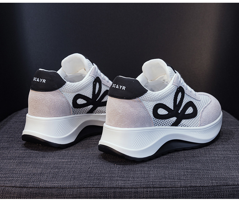 Giày sneaker nữ chunky đế dày phối màu da thật phong cách retro — M2915-1 Beige Lưới Xuyên, M2915-1 Vàng Lưới Xuyên chi tiết 14